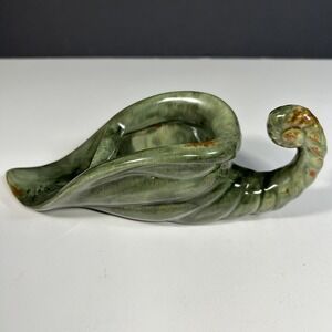 Vintage Art Pottery Small Green & Brown Cornucopia Planter